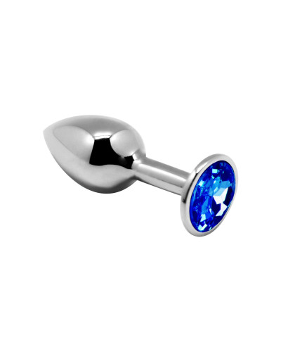 Металева анальна пробка з кристалом Alive Mini Metal Butt Plug Blue M - Фото №1