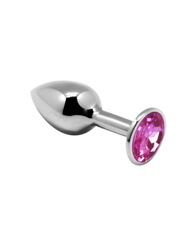 Металева анальна пробка з кристалом Alive Mini Metal Butt Plug Pink M - Фото №1