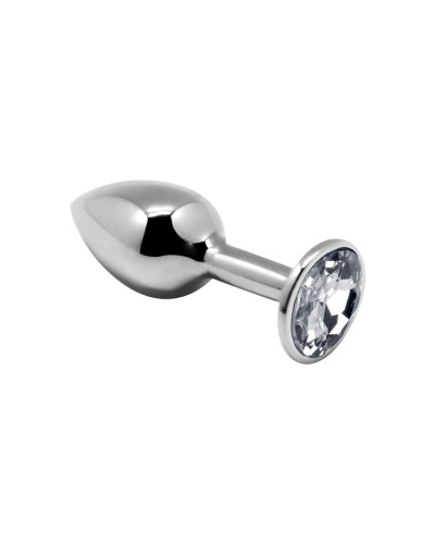 Металева анальна пробка з кристалом Alive Mini Metal Butt Plug White M - Фото №1