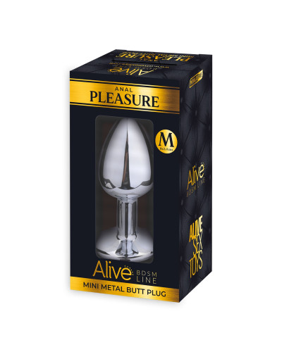 Металева анальна пробка з кристалом Alive Mini Metal Butt Plug White M - Фото №2