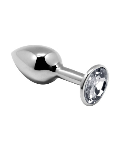Металева анальна пробка з кристалом Alive Mini Metal Butt Plug White L - Фото №1