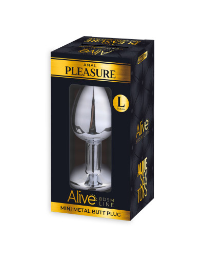 Металева анальна пробка з кристалом Alive Mini Metal Butt Plug White L - Фото №2