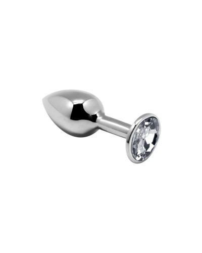 Металлическая анальная пробка с кристаллом Alive Mini Metal Butt Plug White S - Фото №1
