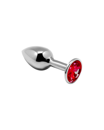 Металева анальна пробка з кристалом Alive Mini Metal Butt Plug Red S - Фото №1