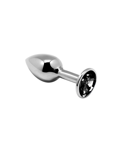 Металева анальна пробка з кристалом Alive Mini Metal Butt Plug Black S - Фото №1