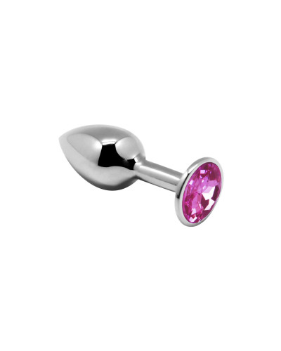 Металева анальна пробка з кристалом Alive Mini Metal Butt Plug Pink S - Фото №1
