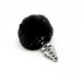 Металева анальна пробка Кролячий хвостик Alive Fluffy Twist Plug M Black, діаметр 3,4 см - Фото №2