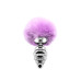 Металлическая анальная пробка Кроличий хвостик Alive Fluffy Twist Plug M Purple, диаметр 3,4 см - Фото №1