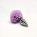 Металлическая анальная пробка Кроличий хвостик Alive Fluffy Twist Plug M Purple, диаметр 3,4 см - Фото №2