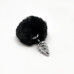 Металлическая анальная пробка Кроличий хвостик Alive Fluffy Twist Plug S Black, диаметр 2,9 см - Фото №2
