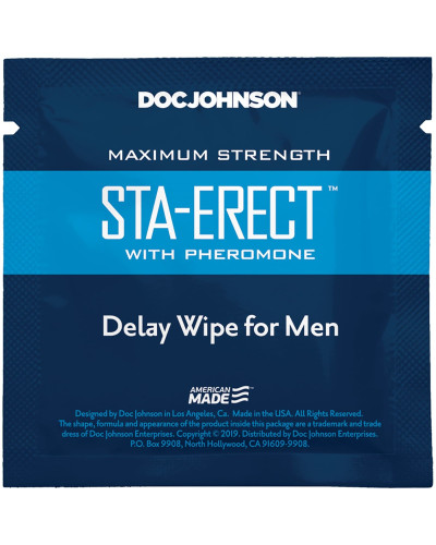 Пролонгирующая салфетка Doc Johnson Sta-Erect Delay Wipe For Men с феромонами - Фото №1