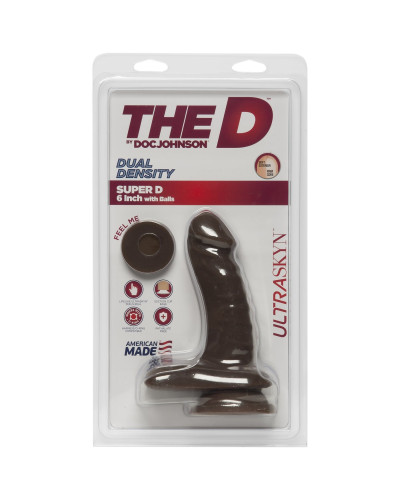 Фалоімітатор Doc Johnson The D - Super D - 6 Inch With Balls - ULTRASKYN - Chocolate, діаметр 3,8 см - Фото №2
