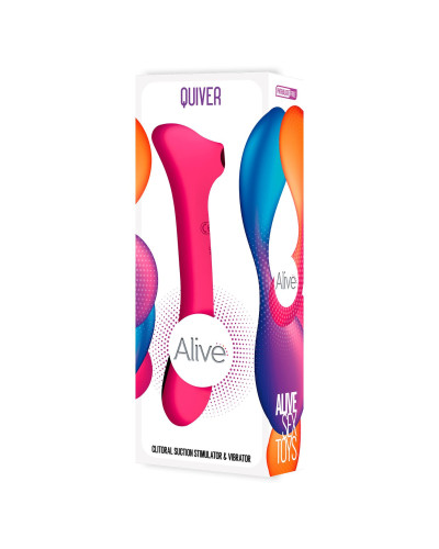 Вібратор та вакуумний кліторальний стимулятор 2-в-1 Alive Quiver Magenta Pink оновлена ​​модель - Фото №5