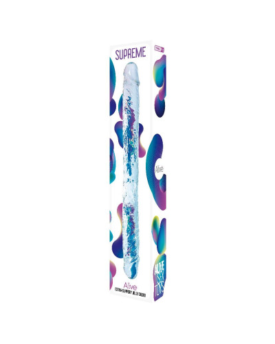 Прозорий двосторонній фалоімітатор Alive Supreme Jelly Dildo - Фото №2
