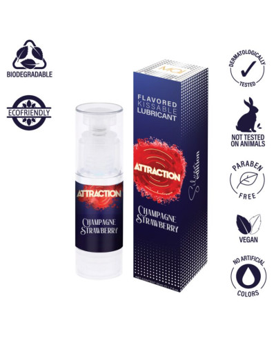 Змазка для орального сексу на водній основі MAI Attraction Champagne Strawberry (50 мл) - Фото №3