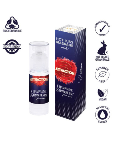 Їстівна масажна олія MAI Attraction Champagne Strawberry Hot Kiss (50 мл) - Фото №3