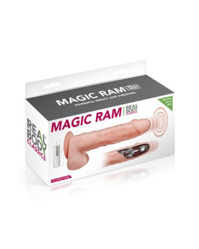 Фалоімітатор-пульсатор із вібрацією Real Body — Magic Ram, діаметр 4 см, рух вперед-назад - Фото №3