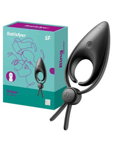 Ерекційне віброкільце-ласо з регулюванням розміру Satisfyer Sniper Black - Фото №3