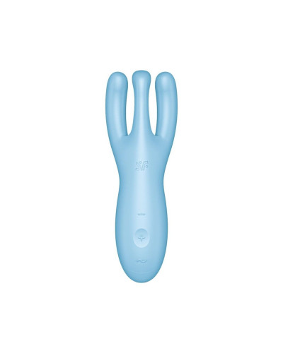Клиторальный смарт вибратор Satisfyer Threesome 4 Blue с тремя пальчиками - Фото №2