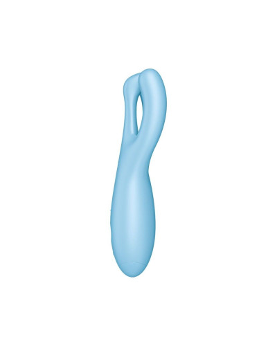 Клиторальный смарт вибратор Satisfyer Threesome 4 Blue с тремя пальчиками - Фото №3