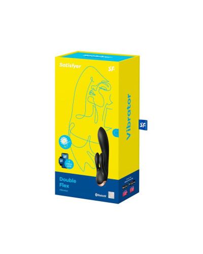 Смарт вібратор-кролик із подвійним відростком Satisfyer Double Flex Black - Фото №4