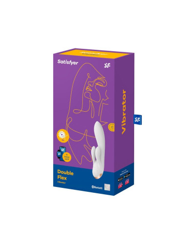 Смарт вибратор-кролик с двойным отростком Satisfyer Double Flex White - Фото №4