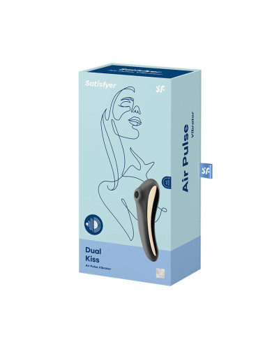 Вакуумный стимулятор с вибрацией Satisfyer Dual Kiss Black - Фото №5