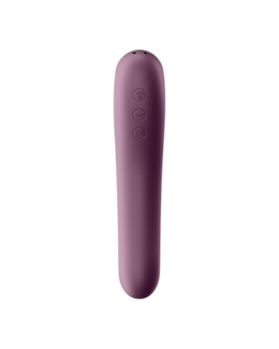 Вакуумный стимулятор с вибрацией Satisfyer Dual Kiss Wine Red - Фото №4