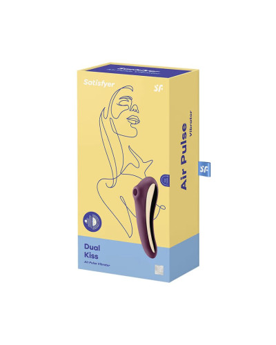 Вакуумный стимулятор с вибрацией Satisfyer Dual Kiss Wine Red - Фото №5