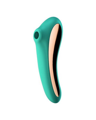 Вакуумний стимулятор із вібрацією Satisfyer Dual Kiss Green - Фото №1