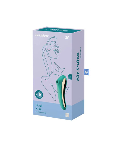Вакуумний стимулятор із вібрацією Satisfyer Dual Kiss Green - Фото №5
