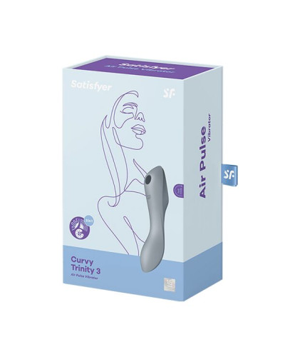 Вакуумный стимулятор с вибрацией Satisfyer Curvy Trinity 3 BlueGrey - Фото №5