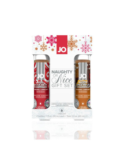 Набір лубрикантів JO Naughty or Nice Gift Set – Candy Cane & Gingerbread (2×30 мл) - Фото №1