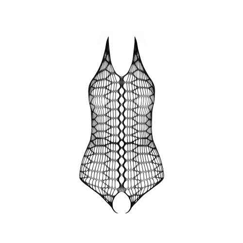 Бодистокинг в крупную сетку Passion BS087 black, открытая спина, халтер, с доступом