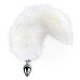 Металева анальна пробка з хвостом із натурального хутра Art of Sex size M White fox - Фото №1