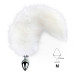 Металева анальна пробка з хвостом із натурального хутра Art of Sex size M White fox - Фото №2