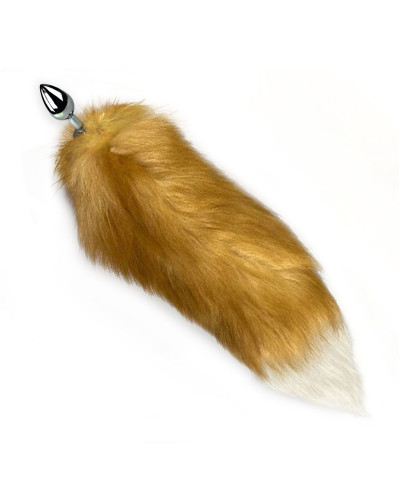 Металева анальна пробка з хвостом із натурального хутра Art of Sex size M Red fox - Фото №4