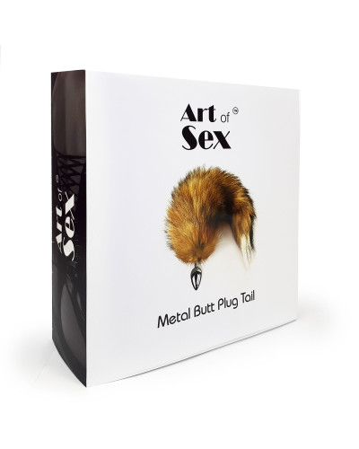Металева анальна пробка з хвостом із натурального хутра Art of Sex size M Red fox - Фото №6