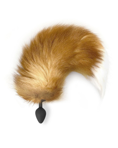 Силіконова анальна пробка з хвостом із натурального хутра Art of Sex size M Red fox - Фото №2