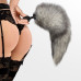 Силіконова анальна пробка з хвостом із натурального хутра Art of Sex size M Artctic fox - Фото №3