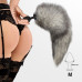 Силіконова анальна пробка з хвостом із натурального хутра Art of Sex size M Artctic fox - Фото №4