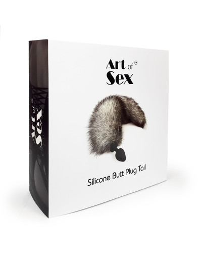 Силіконова анальна пробка з хвостом із натурального хутра Art of Sex size M Artctic fox - Фото №6