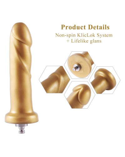 Золотий фалоімітатор Hismith 6.8″ Golden Silicone Dildo, система KlicLok - Фото №2