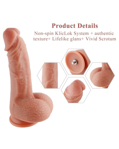Ультрареалістичний фалоімітатор для секс-машин Hismith 8.3″ 2-layers Silicone Flesh Dildo, 2-шаровий - Фото №2