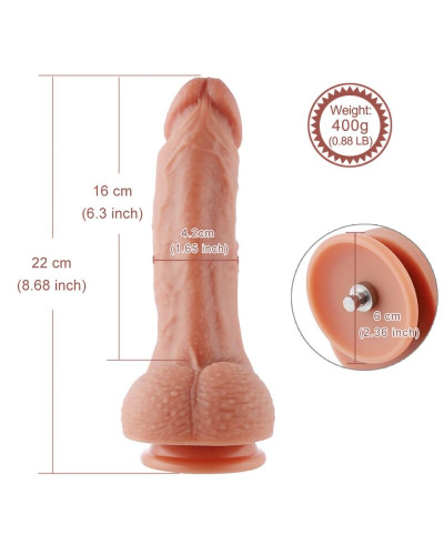 Ультрареалістичний фалоімітатор для секс-машин Hismith 8.3″ 2-layers Silicone Flesh Dildo, 2-шаровий - Фото №7