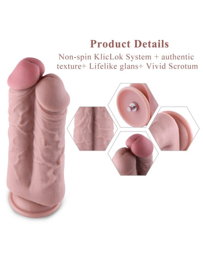 Двойной дилдо для секс-машин Hismith 8.5” Two Cocks One Hole Silicone Dildo - Фото №2