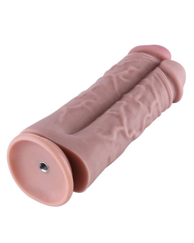Двойной дилдо для секс-машин Hismith 8.5” Two Cocks One Hole Silicone Dildo - Фото №5