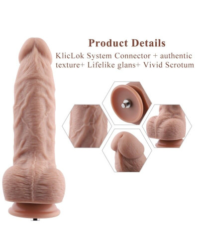 Гнучкий фалоімітатор для секс-машин Hismith 9.25″ Silicone Dildo, система KlicLok - Фото №2