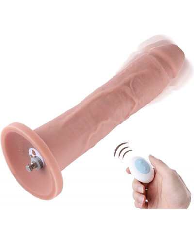 Фалоімітатор 10.2″ з вібрацією для секс-машин Hismith Silicone Dildo with Vibe, KlicLok, пульт ДК - Фото №1
