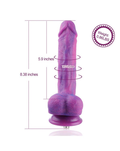 Фаллоимитатор 8.2″ с вибрацией для секс-машин Hismith Purple Silicone Dildo with Vibe, KlicLok - Фото №3
